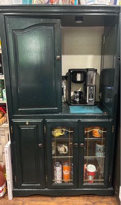 Converted TV stand into coffee bar