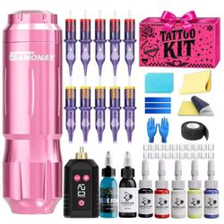 Complete Tattoo Pen Machine Kit – 10 Cartridges & Tattoo Ink Set