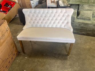 Armless Kitchen Seating, Velvet, Gold Legs, Small Tufted Settee Loveseat, Nailhead Trim Banquette, for Living Room Hallway