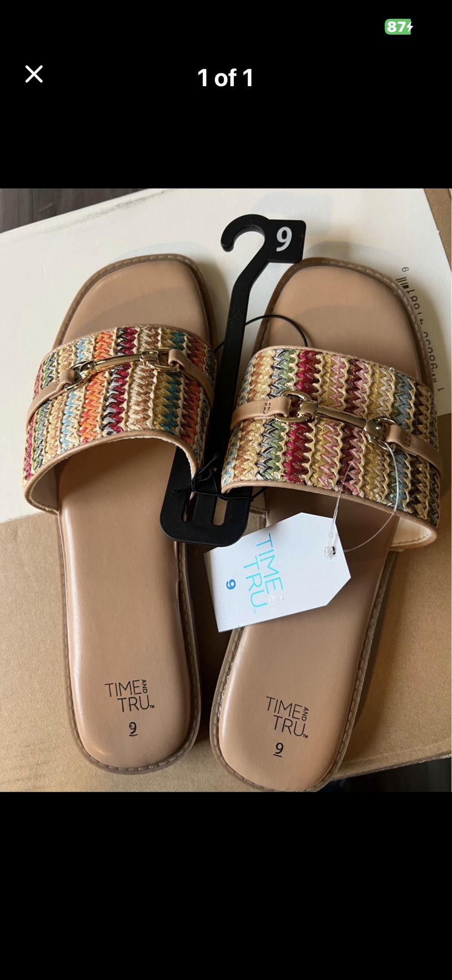 Time and Tru Women's Horsebit Hardware Slide Sandal size 9