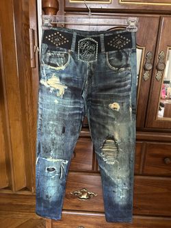 Women's Distressed Denim Print Leggings
