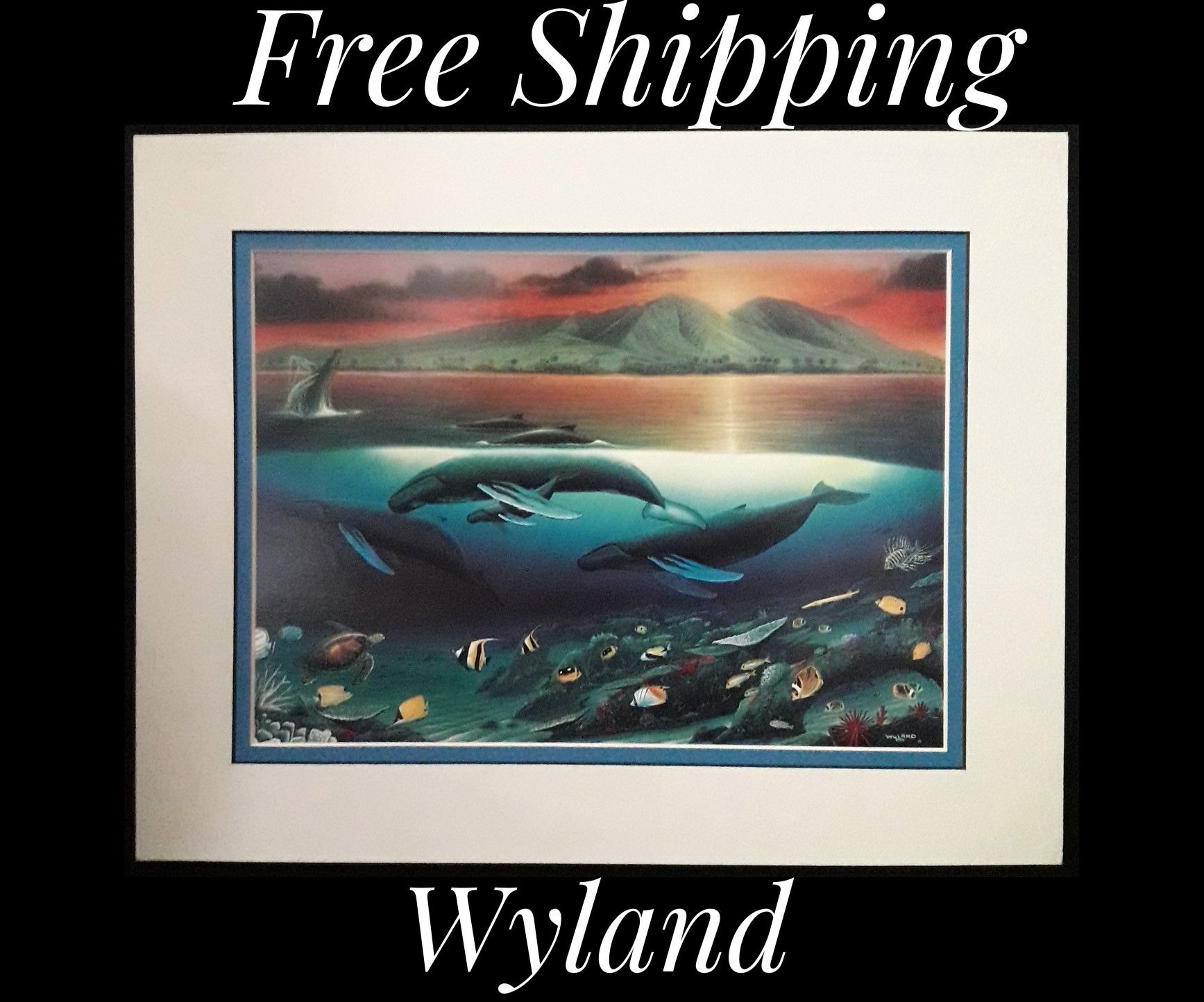 Wyland, 11" x 14" Fine Art Calender Print. Mounted on Acid Free Foam Core. Double Matted on Acid Free Matt Board