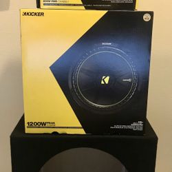 New 15” inch Kicker Comp C 1200 Watts Subwoofer + Kicker 1600 Watts Monoblock Bass Amplifier + Speaker Box {No Credit Easy Financing} 🔊🔥