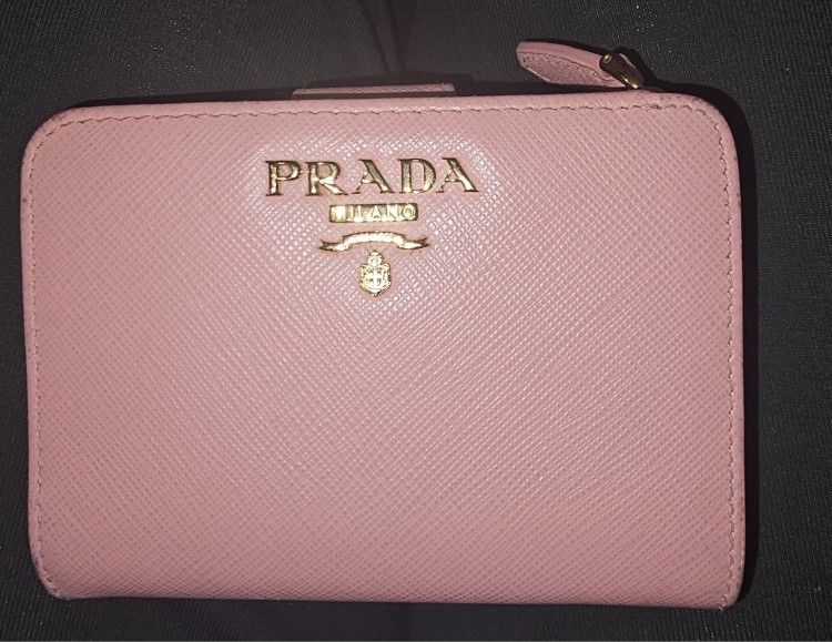 Prada Saffiano Pink Bifold Wallet 100% Authentic