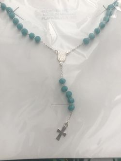 Rosario Necklace 9.25 Silver With Crystals