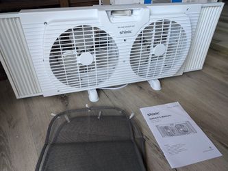 Electric reversible twin window fan with big screen!