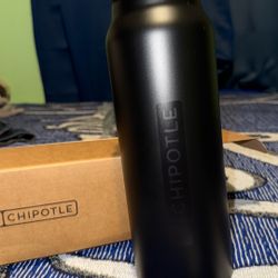 Chipotle Water Canteen Steel Good Material All Black Good For Gym Or Hiking Selling As Well Don’t Want It Only Employees Can Get These !