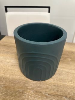 Dark Teal Ceramic Planter w/ Rainbow Design (7.9 inch)