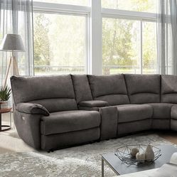 Gray Sectional Sofa With Power Reclining Seats