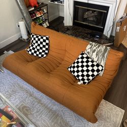 Mid-Century Modern Togo-Style Floor Sofa in Burnt Orange