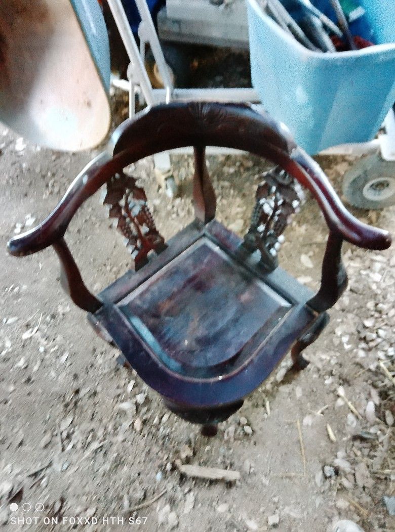 Antique Corner Chair with Grape And Vine Carvings