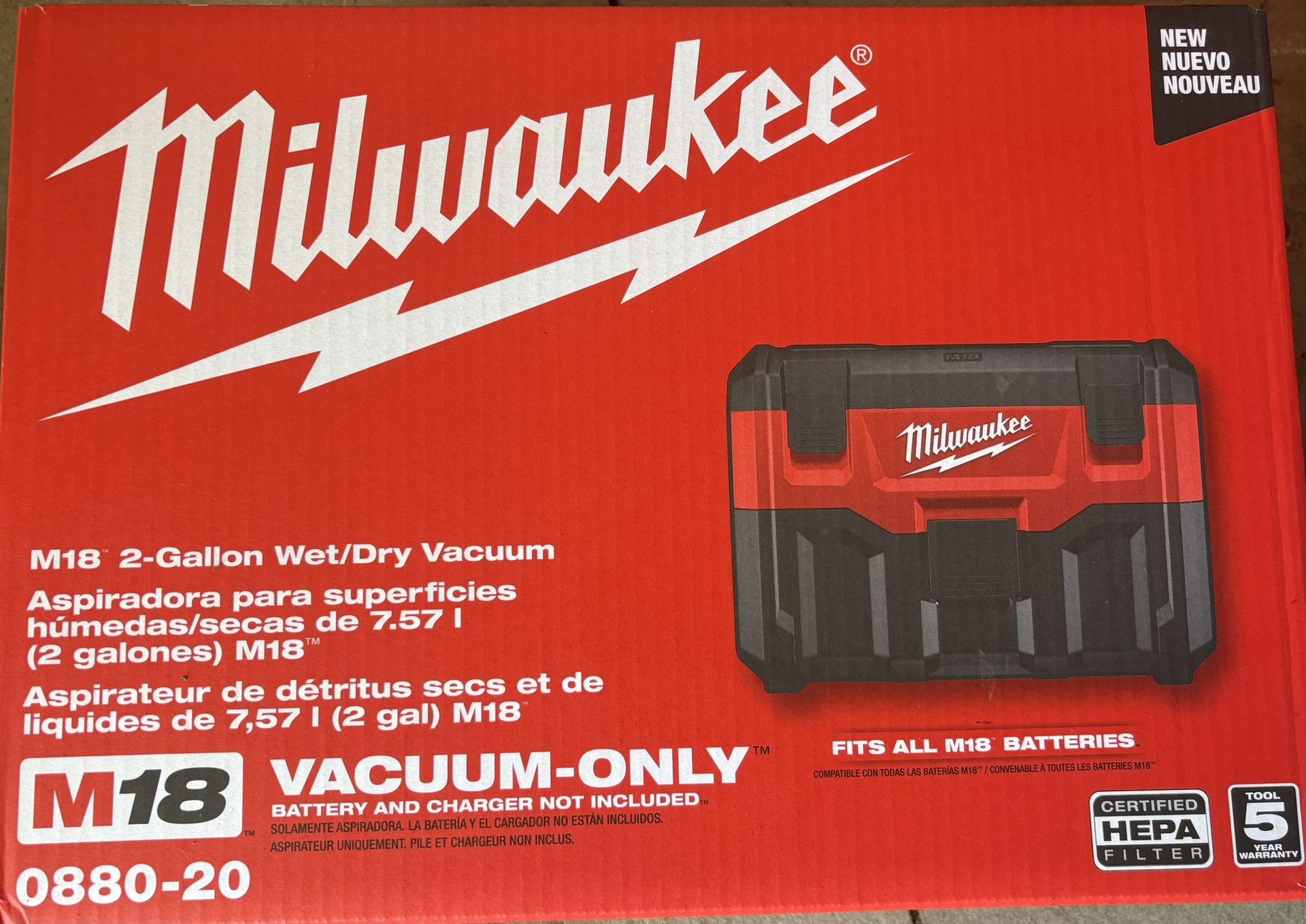 M18 2 Gallon Wet Dry Vac (0880-20 Model #)