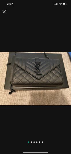 Saint Laurent YSL Small Leather Black Envelope Bag