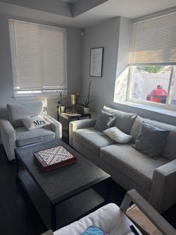 Light grey sofa and chair