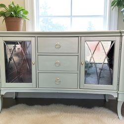 Refinished buffet table with drawers and shelves