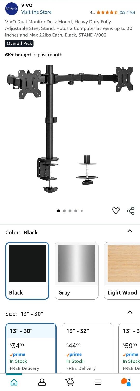 VIVO Dual Monitor Arm