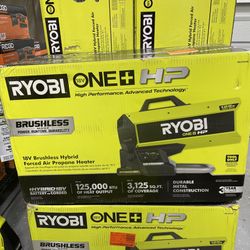 Ryobi Hybrid 18v 125k BTU Forced Air Propane Heater