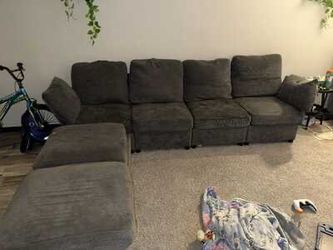 Large Gray Sectional Sofa with Ottoman