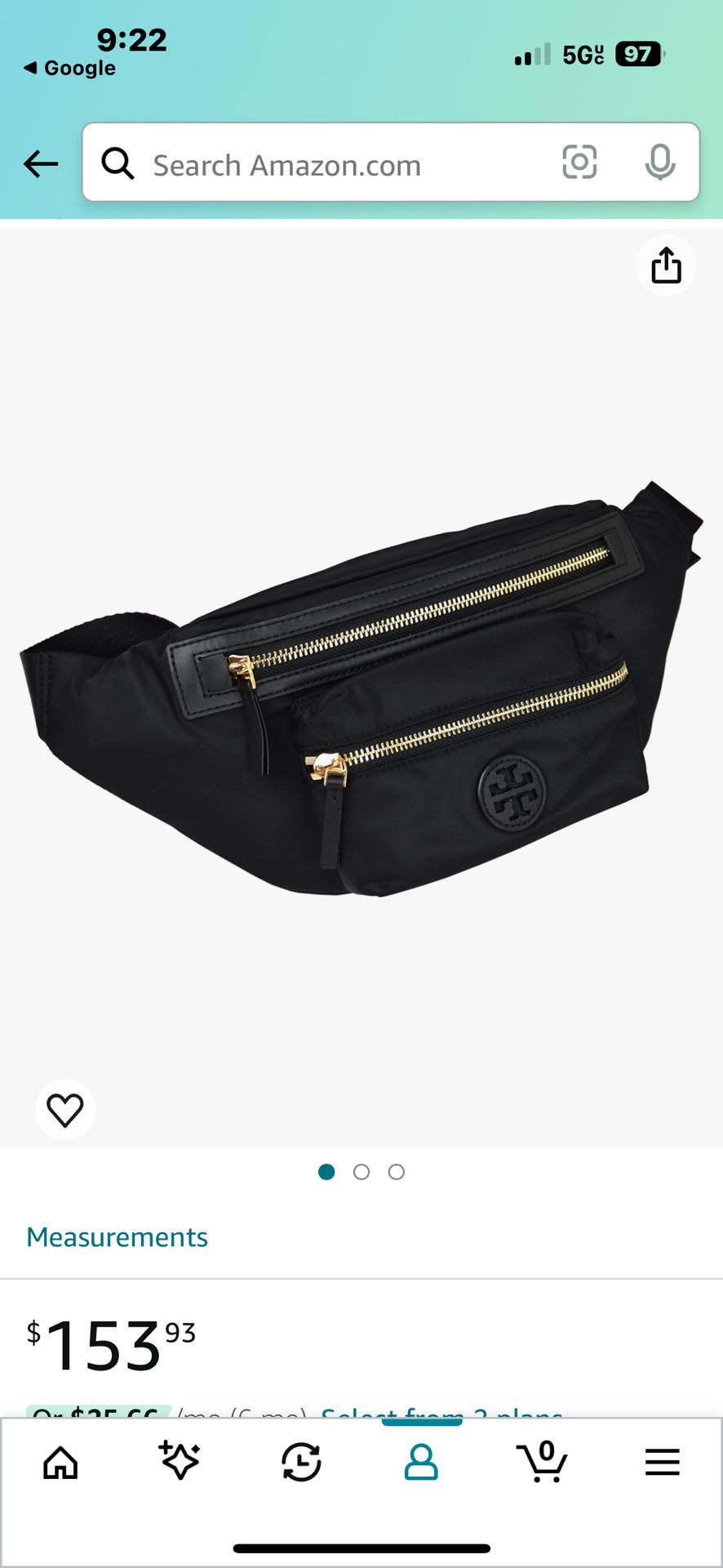 Tory Burch Unisex 82508 Nylon Belt Bag Fanny Pack Waist Black Bag 