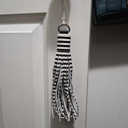 Black and White Leather Purse Tassel 