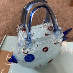 Hand blown Art Glass, Purse Vase