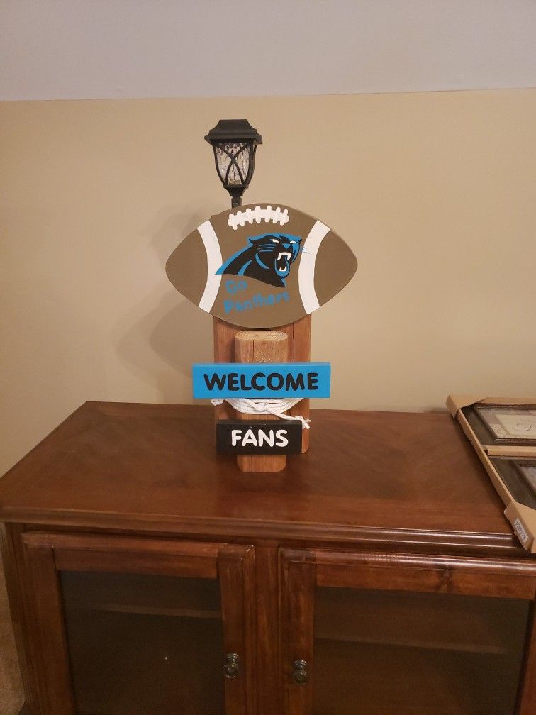 Carolina Panther Yard Sign With Light