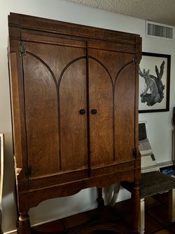 Large solid wood antique radio cabinet