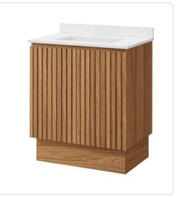 Glacier Bay
Precine 31 in. Single Sink Natural Teak Bath Vanity with White Engineered Stone Top(Assembled)