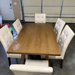 Dining Table With Lather Chairs 