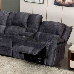 Grey Velvet Power Modular Recliners Sectional Sofa w/ USB Brand New In Box Firm Price $1,299