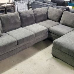Gray Reversible Chaise Sectional Sofa