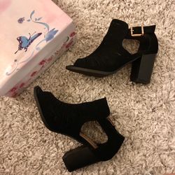 Suede block heels