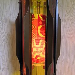 Mid Century Modern Vintage Restored Orange Yellow Red Lucite Tiki Mod Swag Lamp Light