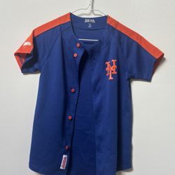 Male Small New York Mets Stitches Royal Logo Button-Up Jersey