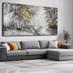 ONLY $65: 30 x 60inch Wall Art Forest Canvas Art Hand Painted Artwork Gold Plant Pictures