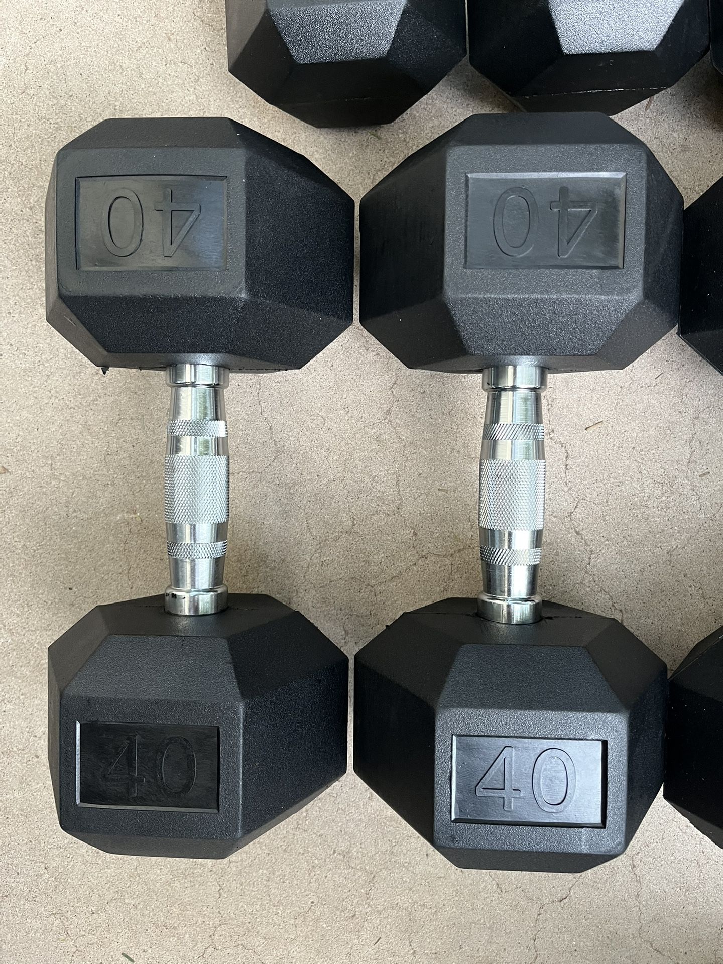 40lb Hex Rubber Dumbbell Set Weights