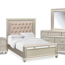 Silver Led Light Up Headboard Bedroom Set With Plush Mattress 
