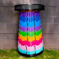 Rainbow/ Red/ Blue & Black Telescopic Folding Stool Portable Chair for Outdoor /Camping