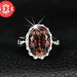 Sterling Silver Ring with Chocolate CZ