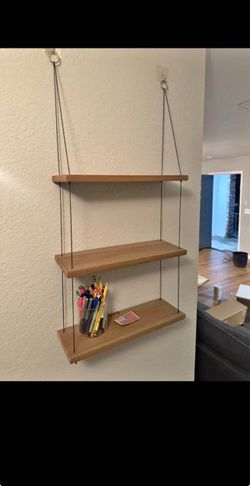 3 tier wooden hanging wall shelf