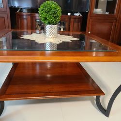 Sturdy Wood And Glass Squared Coffee  Table 