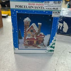 Hand Painted Porcelain Santa Village 
