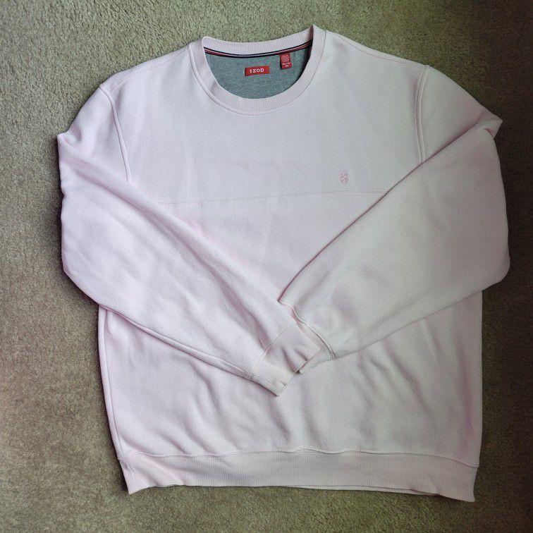 IZOD Men's Long Sleeve Sueded Pullover Fleece Sweatshirt - Cradle Pink XXL