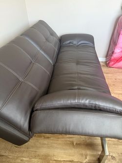 Dark Brown Leather Futon