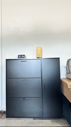 Black Entryway Shoe Storage Cabinet
