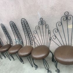 6 Vintage Iron Patio Chairs 