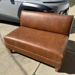 Faux Brown Leather Bench Seat / Chair