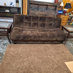 Brown Convertible Sofa/Futon Sleeper w/Storage (Full-Size)