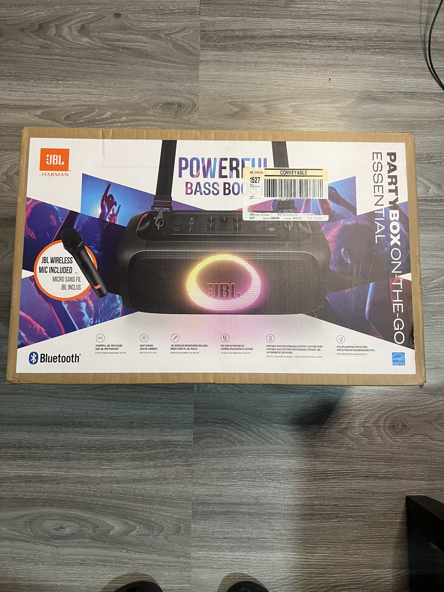 JBL Party Box OnTheGo Bluetooth Wireless Speaker - Black: Rechargeable, IPX4, USB Charging