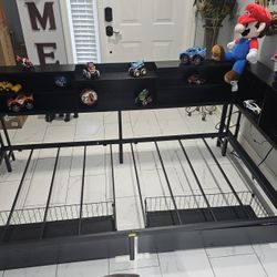 New Corner Bed Frame with storage bookcase twin size . It only opened to take pictures
Mattress not included, quilt and sheets not included